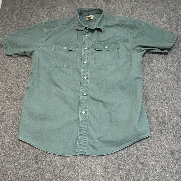 L.L. Bean Other - LL Bean Sunwashed Canvas Shirt Mens XL Teal Cotton Traditional Fit Short Sleeve